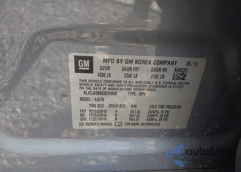 2013 Buick Encore z USA, uszkodzony, nr VIN KL4CJASB6DB204840